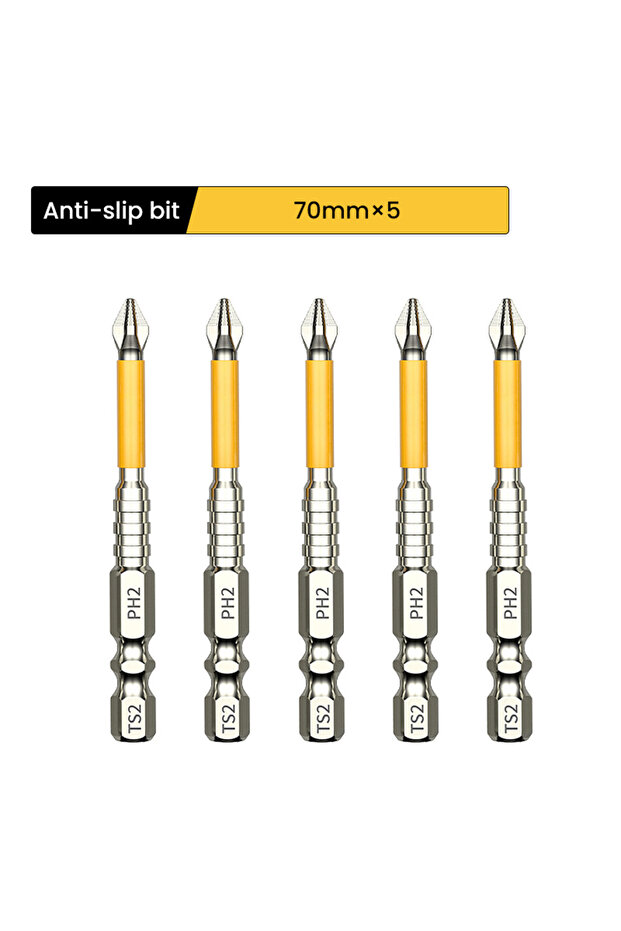 Deli 5PC 70mm Non-slip High Hardness and Strong Magnetic Bit PH25/50/65/70/90/150mm Cross High Hard