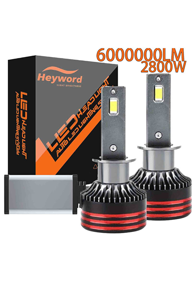 مصباح أمامي LED بقوة 2800 واط وإضاءة 6000000 لومن، طراز H3 Heyword، متوافق مع H7 H11 H1 H4، إضاءة 6000 كلفن، LED HB3 HB4 مزدوج C
