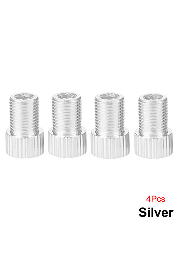 Silver 4Pcs Presta Valve Adapter - Convert Presta to Schrader - French/UK to US - Inflate Tire Using