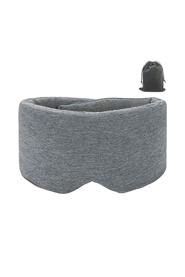 Gray Cotton Sleep Eye Mask,100% Blocking Light Sleeping Mask for Side Sleeper,Soft Zero Pressure Coo