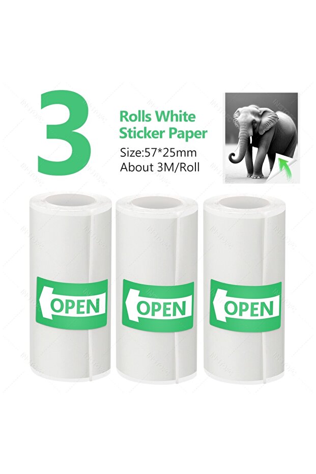 3 Rolls Printable Adhesive Paper 3~15 Pcs Mini Printer Sticker Paper Rolls, Thermal Photo Paper Roll