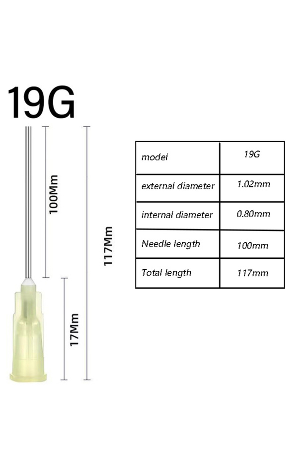 19G 10pcs Extra Long Total Length 117mm Needle Length 100mm Tip Flat Head Paste Syringe Adhesive Gl