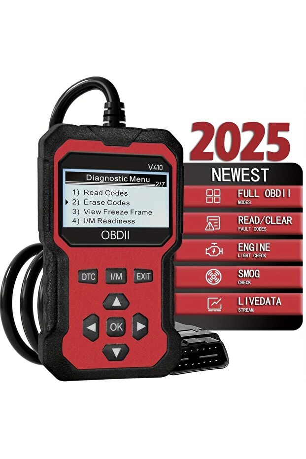 جهاز فحص أعطال محرك السيارة OBD II العالمي المحسن باللون الأحمر، قارئ رموز أعطال المحرك، أداة تشخيص الأعطال، قراءة