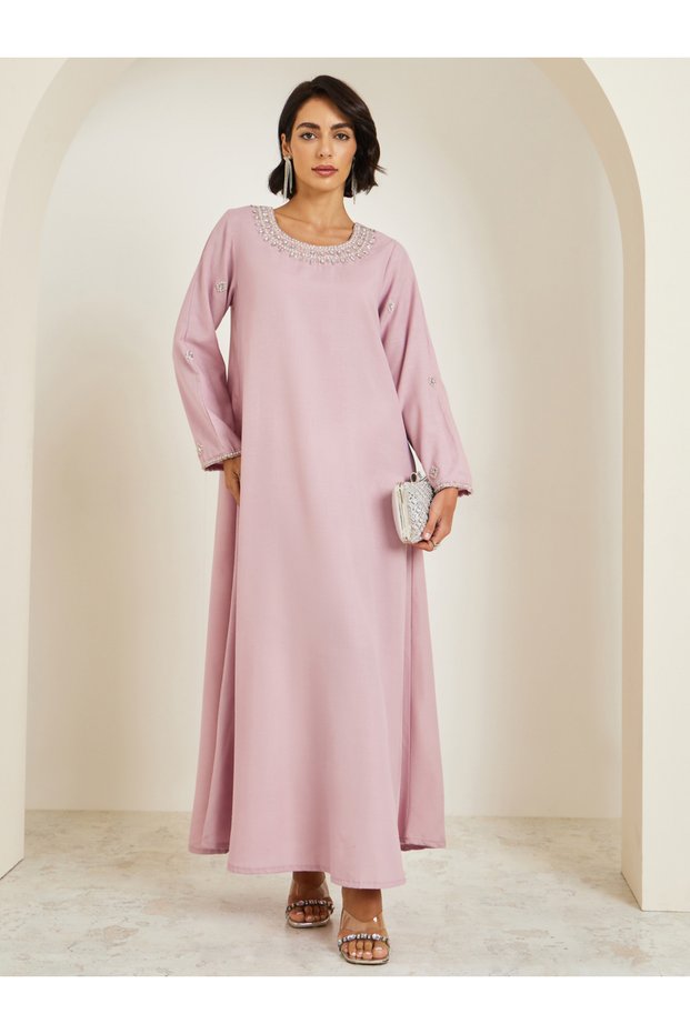 Women Pink Embellished A-Line Jalabiya
