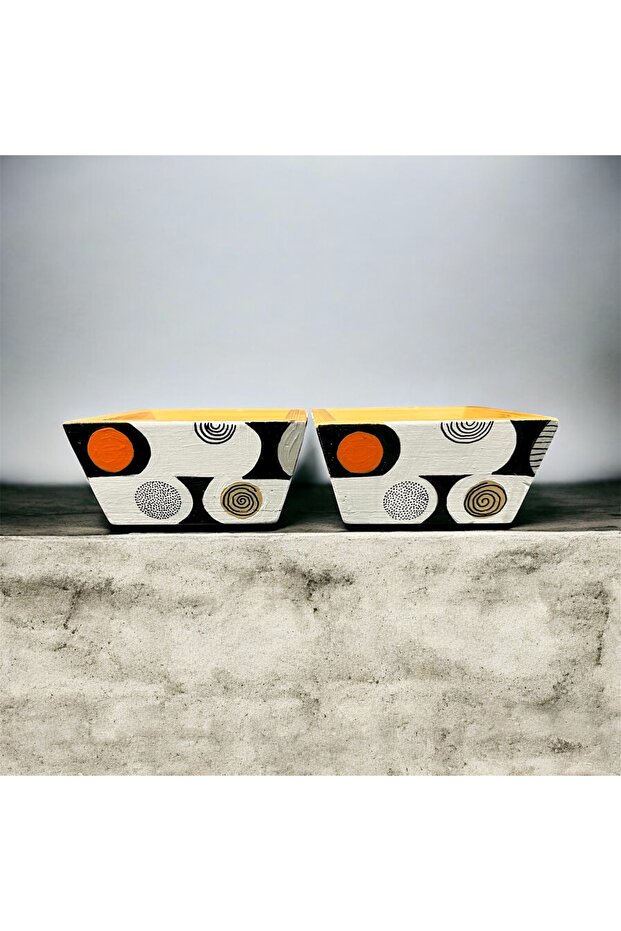 2-Piece Special Design Square Snack Bowl, Bamboo Presentation 8X8X4 cm