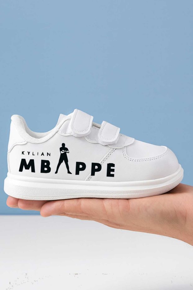 Animated Character Printed Girls' and Boys' Sports Shoes with Velcro Fasteners and White Sneaker Bands