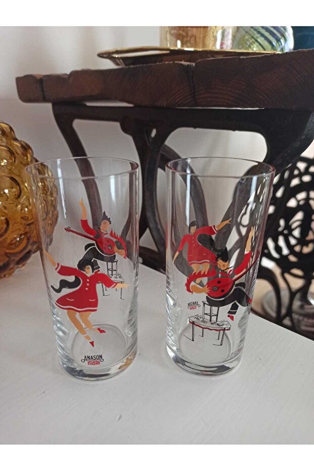 "Anise Work" Themed Glass Cup Set of 2