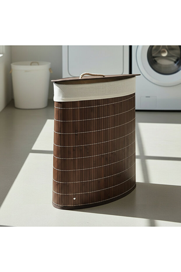 Knock Down Bamboo Corner Laundry Hamper - 4