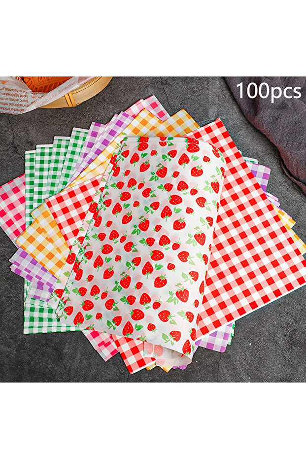 Mixed 100pcs 100 Pcs Paper Liners Sandwich Wrapping Paper 7 Colors Wax Paper Sheets For BBQ Picnic F