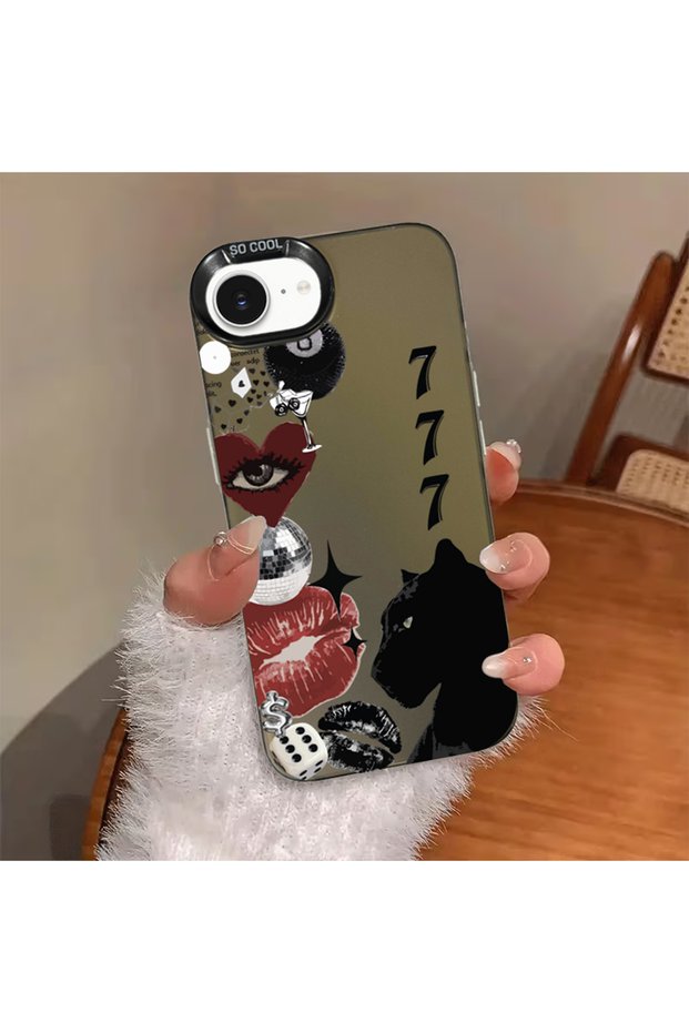 iPhone 16E Compatible Dirt-Repellent 777 Print Pattern Phone Case Mk01A
