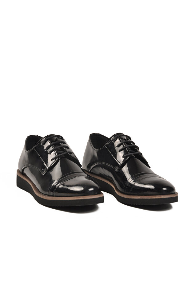 481 Lace-Up Black Patent Leather Men's Casual Shoes