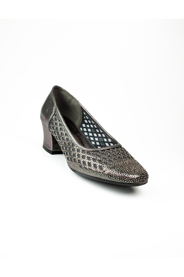 502 Gray Stone Heeled Evening Dress Women's Shoes