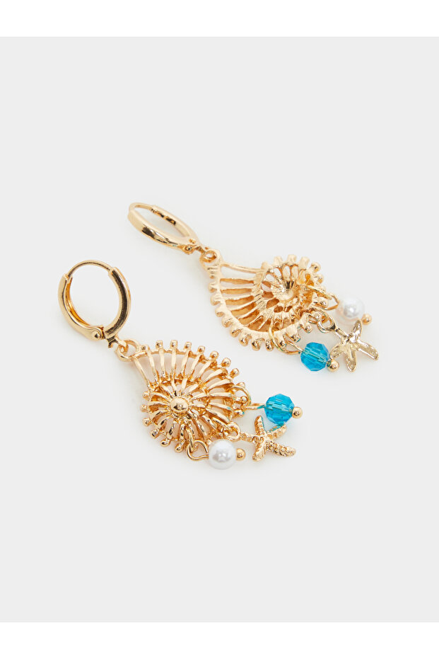 Gold Seashell Dangle Earrings - 2