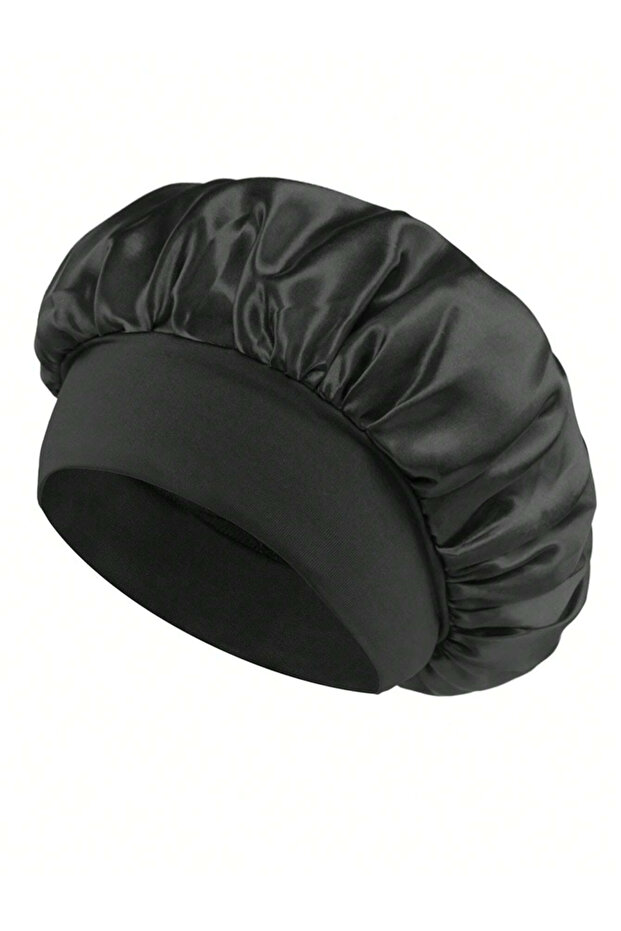 Black 1pc 1/2pc Silk Sleep Cap Satin Hair Cap Women Wide Brim High Elasticity Bonnet Cap Soft Band