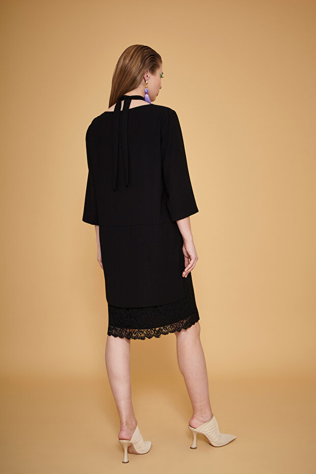 Dantel Detaylı Elbise - 2