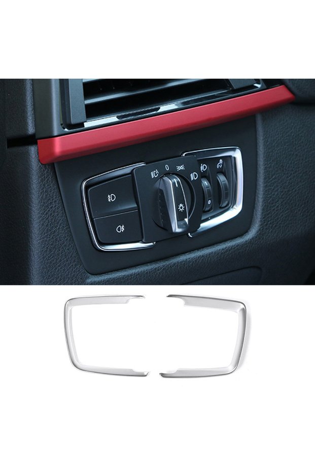 Silver ABS Car Headlight Adjustment Switch Frame Trim Sticker Fit For BMW 1 2 3 4 Series F30 F31 F32