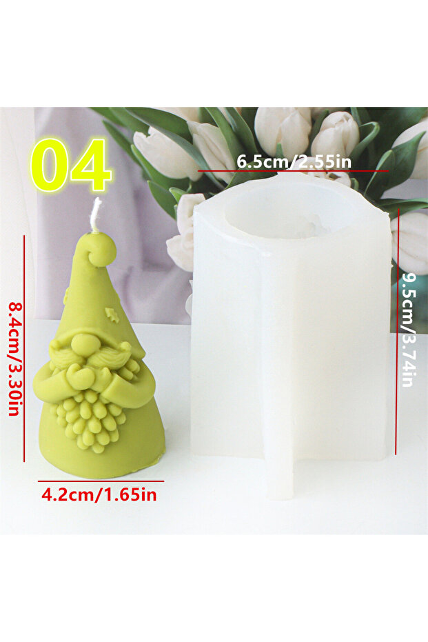 Mould 04 Christmas Claus Candle Silicone Mold 3D Silicone Dwarf Candle Mold DIY Home Decor Winter Pa