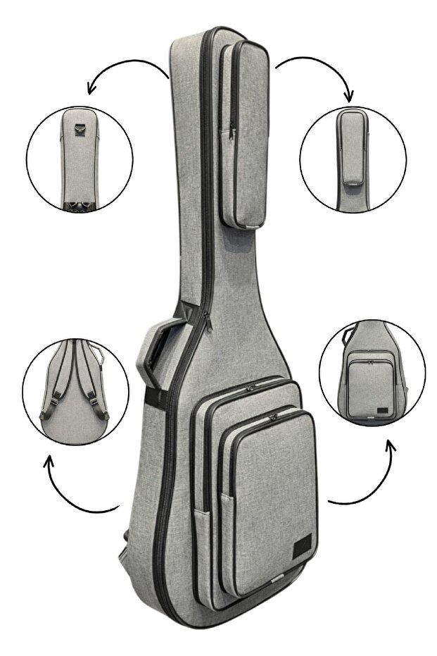 Linen Gray Classic Guitar Bag with Waterproof Padding – Handle Stabilizer and Velcro Gigbag