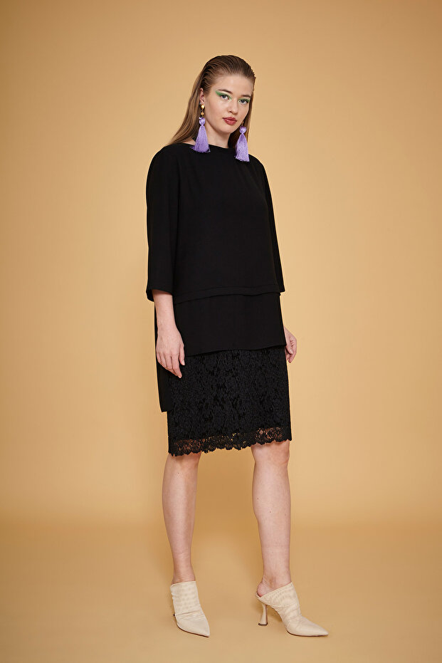 Dantel Detaylı Elbise - 3