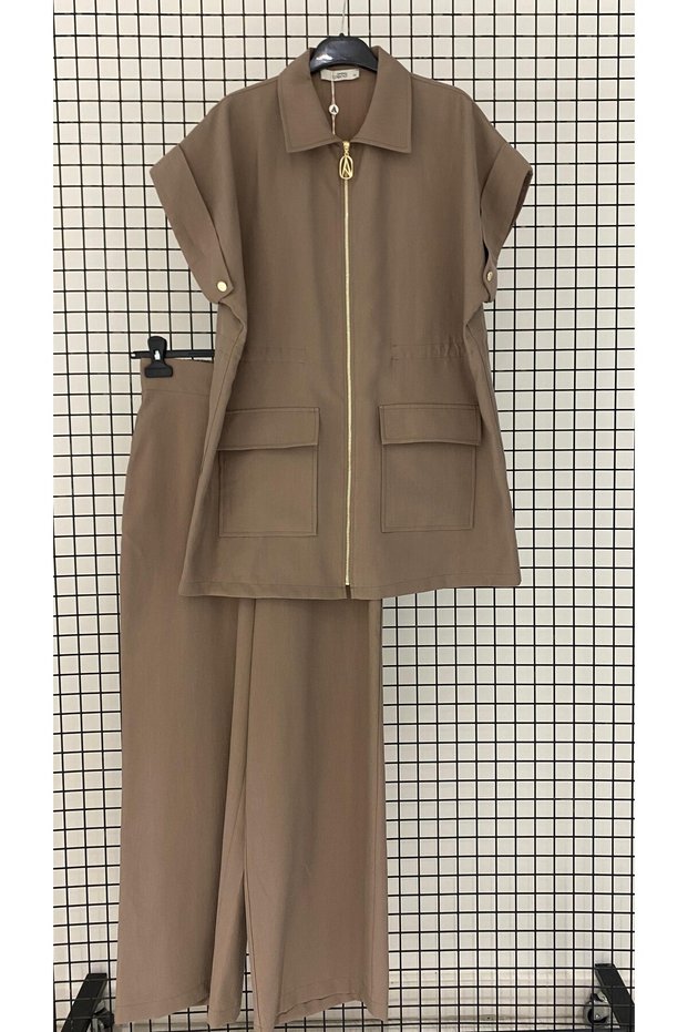 Trend New Season Linen Fabric Back Detail Summer Sports Set