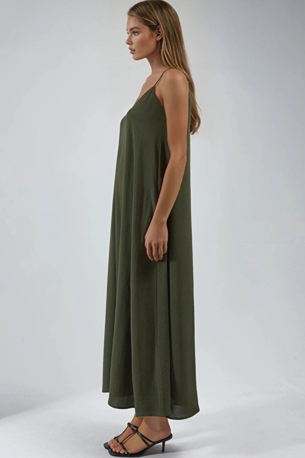 V -Yaka A-Form Maxi Elbise - 4