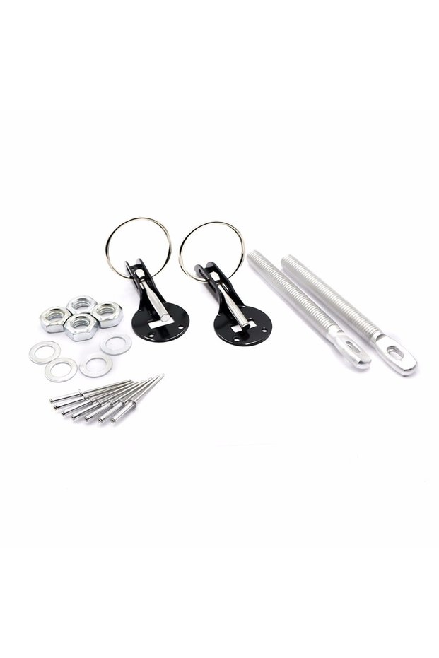 black 2Pcs Universal Racing Aluminum Alloy Bonnet Hood Pin Lock Kit Down Hood Lock Pins Cars Accessa