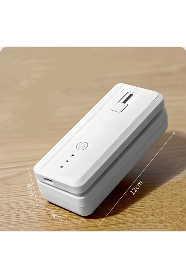 آلة تغليف صغيرة محمولة 2 في 1 بيضاء اللون، آلة تغليف طعام، آلة تغليف مطبخ، شاحن USB