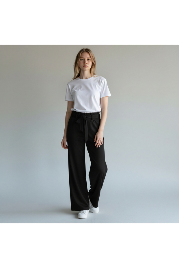 Women's Modal Fabric High Waist Relaxed Fit Waist Tie Pants