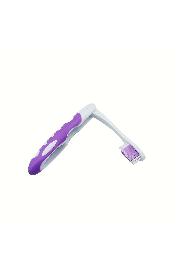 1 pc Manual Folding Travel Toothbrush, Full-head, Medium Bristles, Microfiber, Unscented, Portable a
