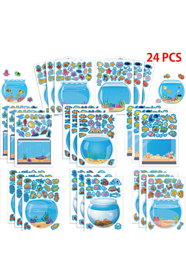 24sheets 16/24 sheets Stickers Kits for Kids Make A ean Animals Worlds Stickers Scene Under The Sea