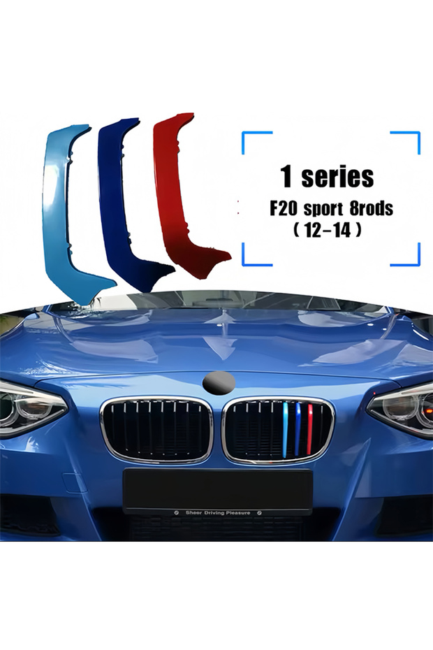 12-14 F20 8rods 3PCS ABS Tri-colour Car Racing Grills Trim Strips For BMW 1 Series E81 E82 E87 E88 F