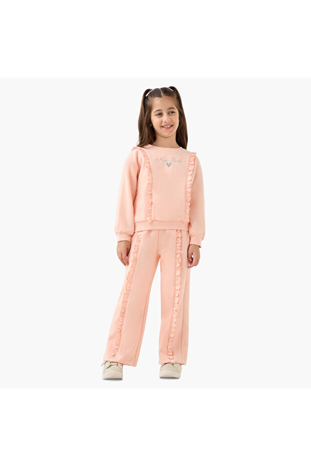 Ruffled Sweatshirt and Pants Set