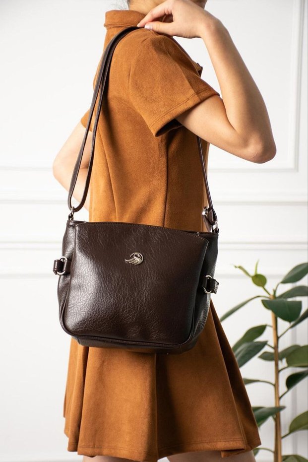 Soft Faux Leather Brown Women's Crossbody Bag with Shoulder Strap