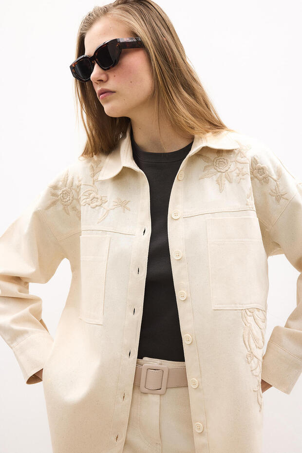 Embroidered Gabardine Shirt - Jacket