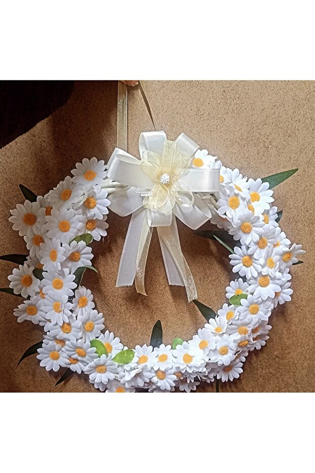 Papatyalı 25cm kapı önü çelenk kapı süsü - 2