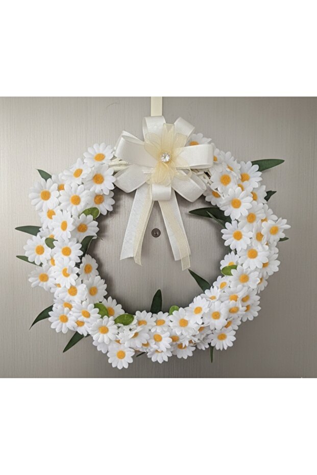 Papatyalı 25cm kapı önü çelenk kapı süsü - 1