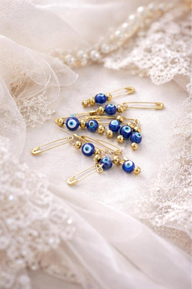 0.5 mm Plastic Evil Eye Bead Safety Pin for Bridal Bag & Baby Pillow 10 Pieces Mini Size Evil Eye Ornament