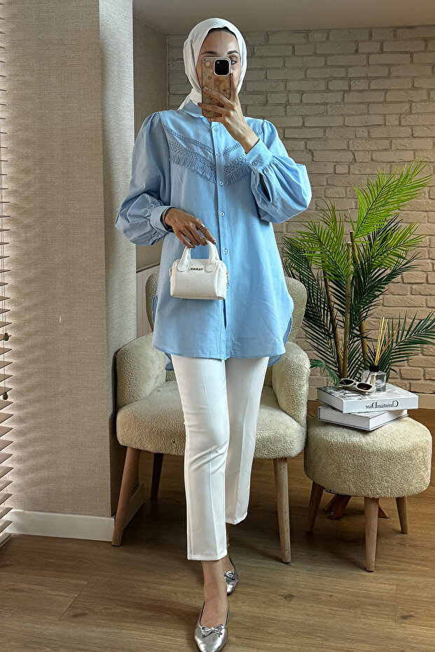 Balon Kol Gömlek Mavi - 3