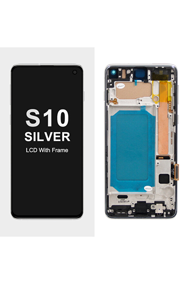 شاشة TFT S10 فضية S10 Plus مع بصمات الأصابع، لشاشة اللمس الرقمية S10+ G975F LCD.