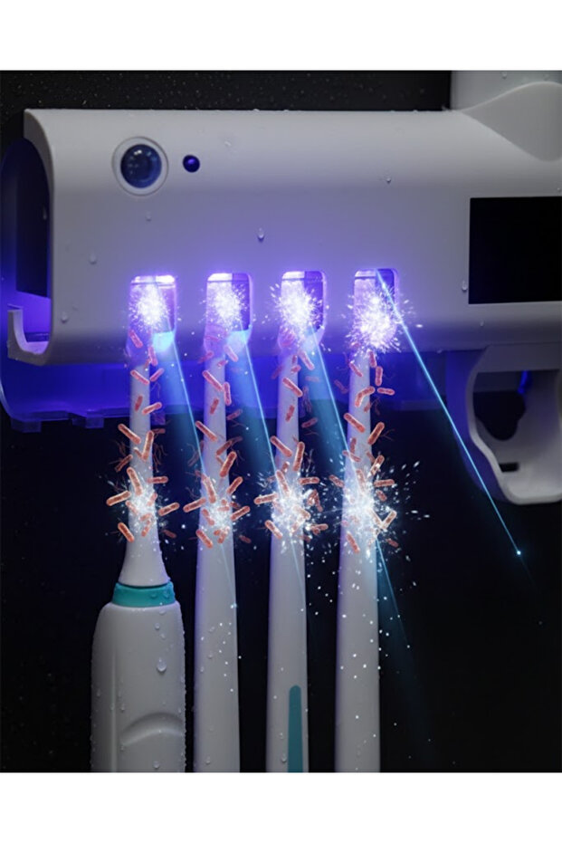 حامل فرشاة أسنان أوتوماتيكي لعصر معجون الأسنان بالأشعة فوق البنفسجية - 2