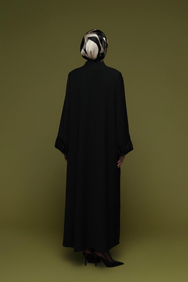 Taş işlemeli Ferace Siyah - 4