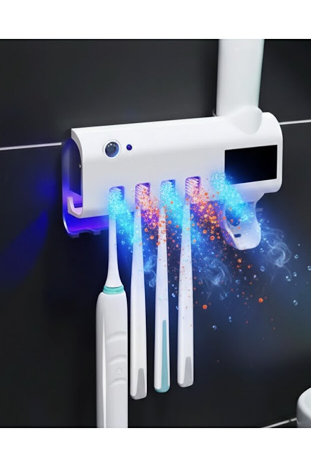 حامل فرشاة أسنان أوتوماتيكي لعصر معجون الأسنان بالأشعة فوق البنفسجية - 4
