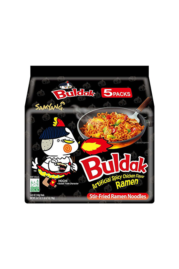 Buldak Original Spicy Hot Chicken Flavor Fried Ramyeon (5 Pack Multipack)