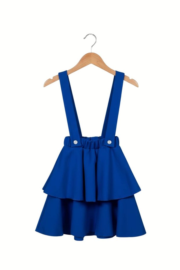 Girl's Cobalt Blue Layered Salopet Skirt (Ages 5-14)