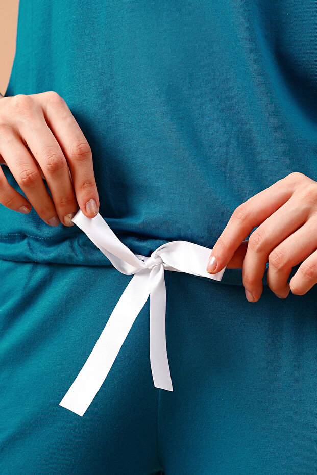 Chic Basic Top & Pyjama Set in Ocean Blue - Modal - 7