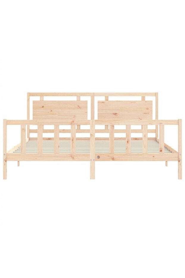 Bed frame with headboard 200x200 cm, solid pine wood - 6