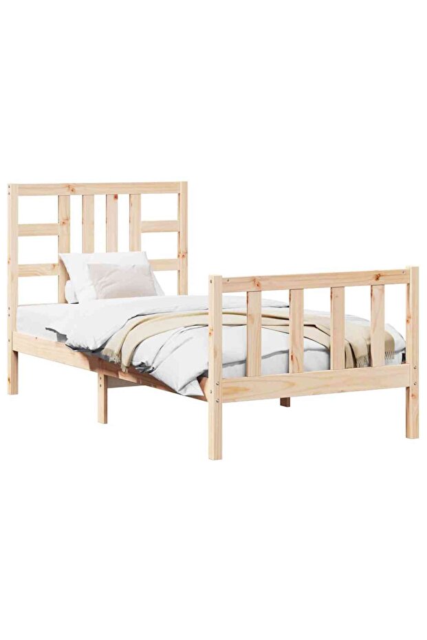 Bed frame with headboard, 90x200 cm, solid wood - 3