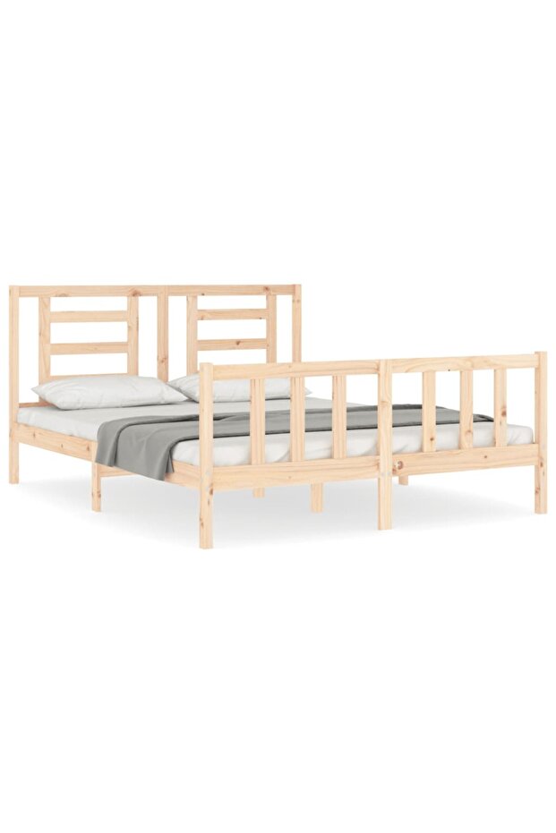 Bed frame with headboard, solid wood, king size 5FT - 2
