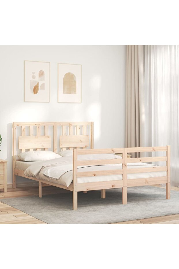 4FT Bed Frame with Headboard, Small Double, Solid Wood - 3
