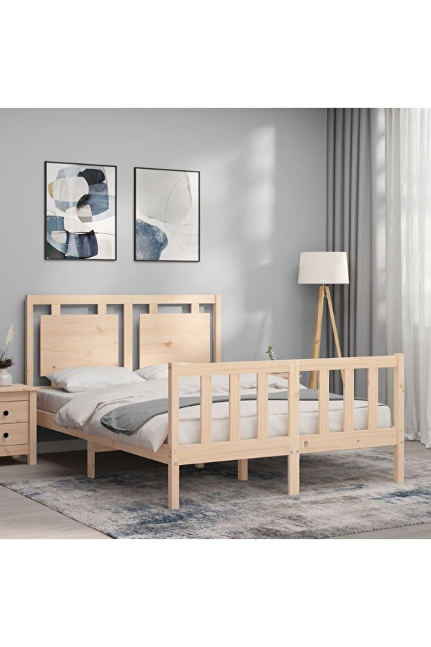 4FT Bed Frame with Headboard, Small Double, Solid Wood - 3